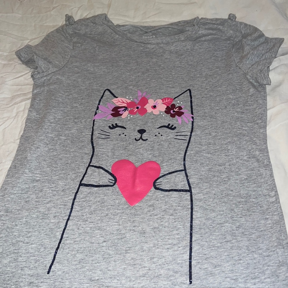 Carters short sleeve gray graphic tee girl size 12